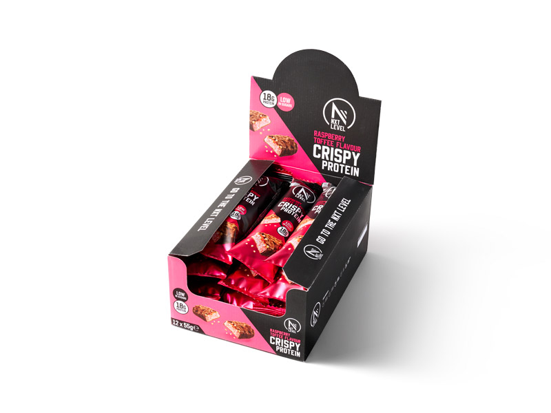 Crispy Protein Raspberry Toffee - 15 bars | Basic-Fit webshop variant