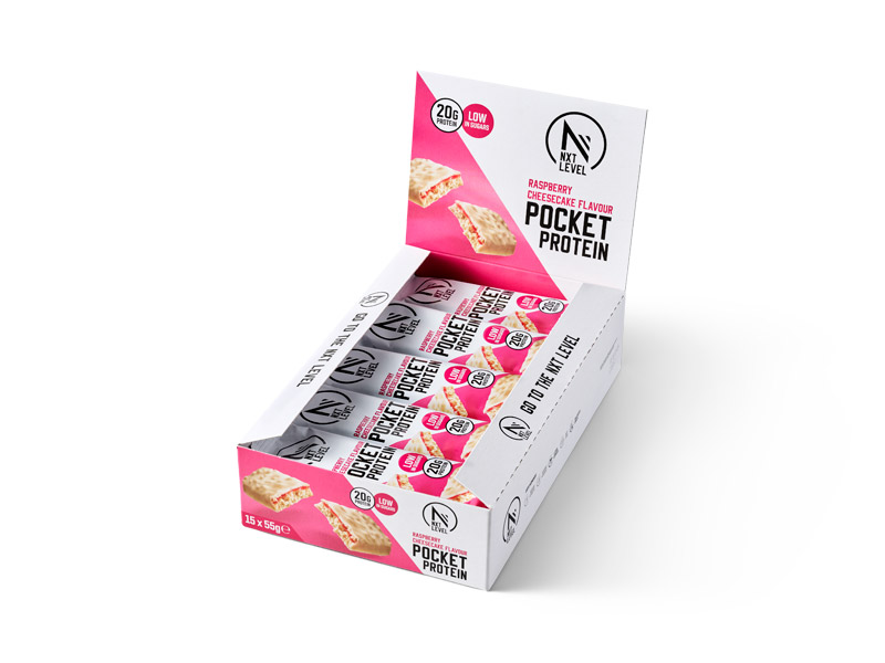 Pocket Protein - Raspberry Cheesecake - 15 Bars | Basic-Fit webshop variant