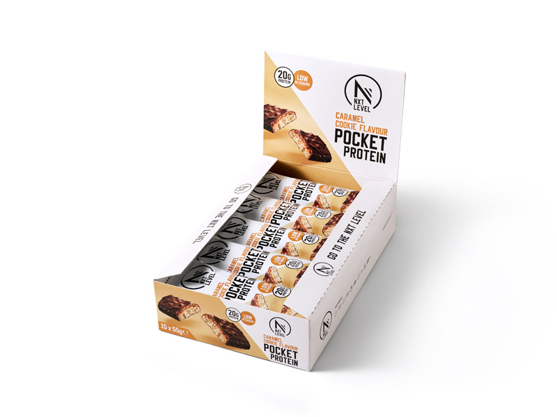 Pocket Protein - Caramel Cookie - 15 Bars | Basic-Fit webshop variant
